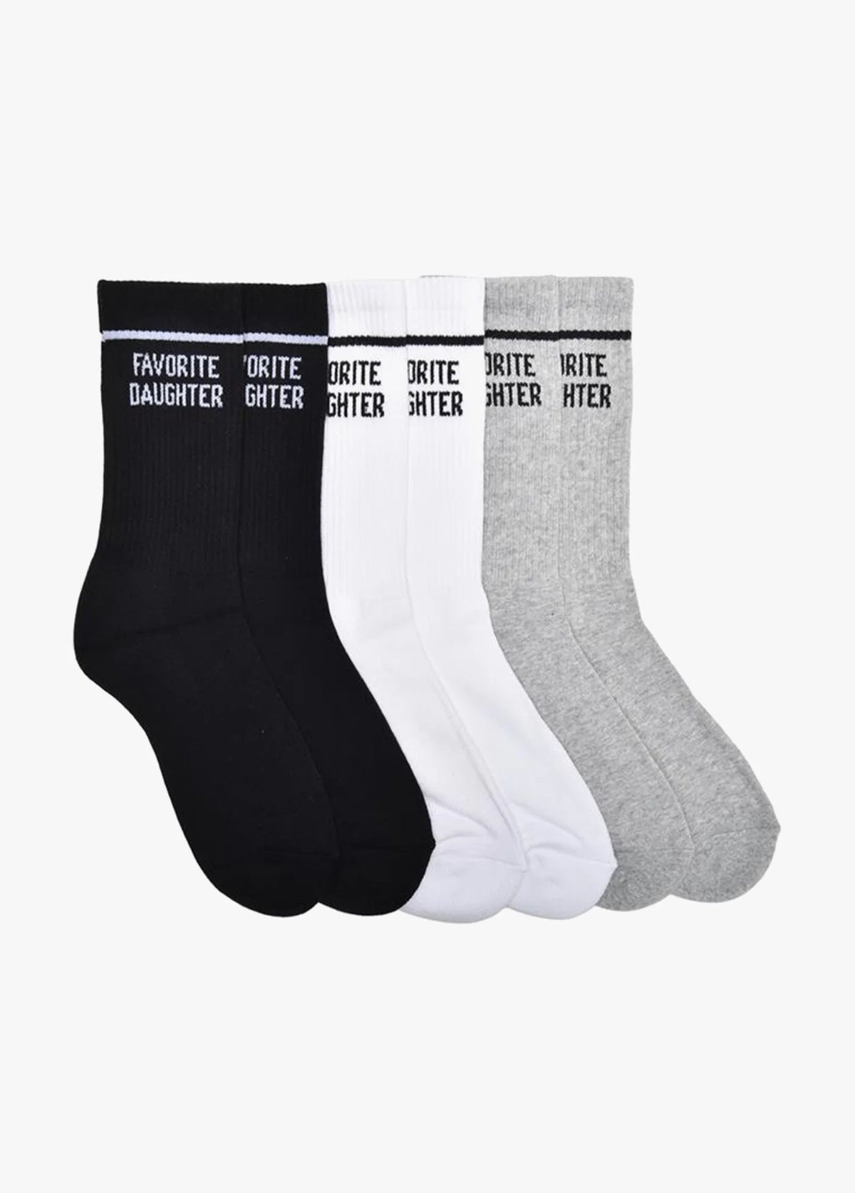 Favorite Daughter The Collegiate Sock Set- White, Gray, Black