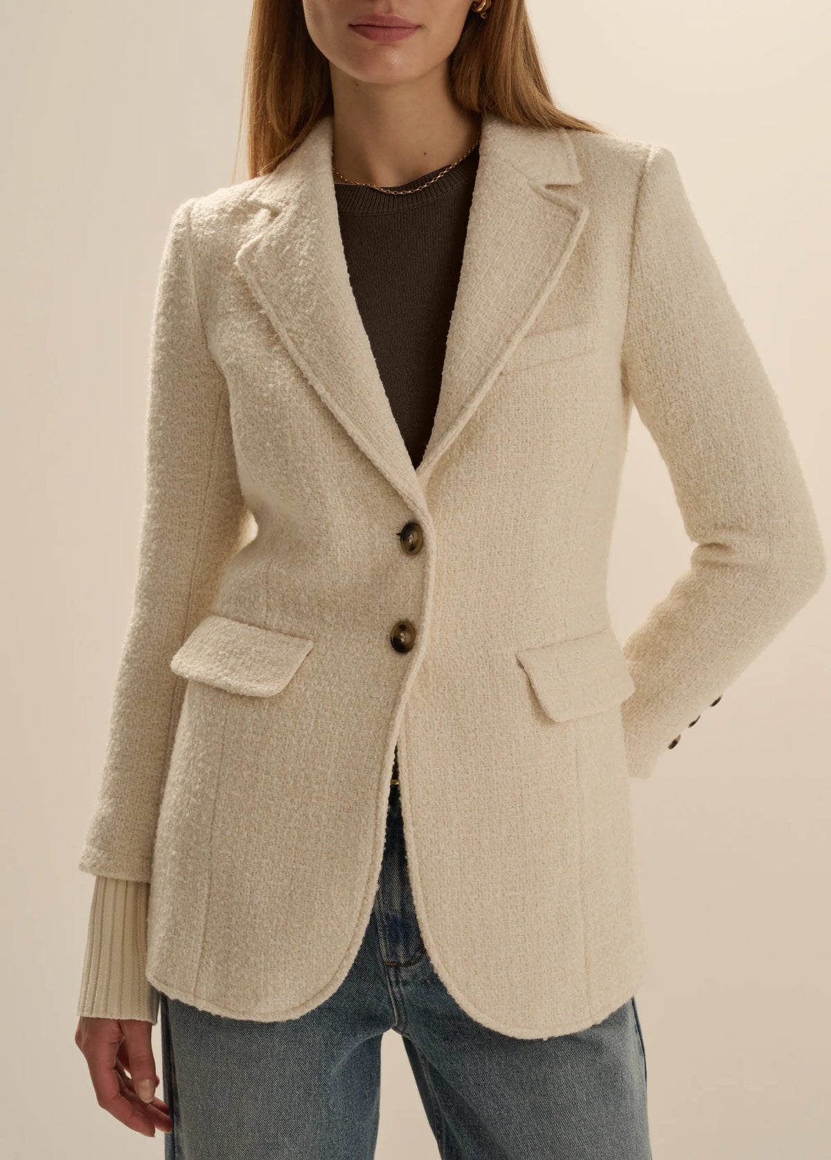 Favorite Daughter The City Blazer- White Boucle