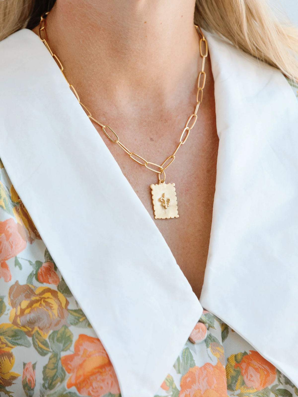 Susan Shaw Fleur De Lis Stamp Necklace