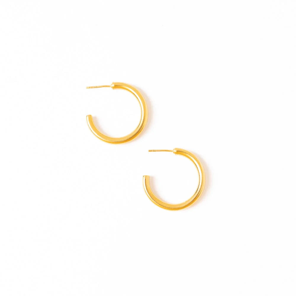 INK+ALLOY Gemma Everyday Small Chunky Hoop Earrings - Brass