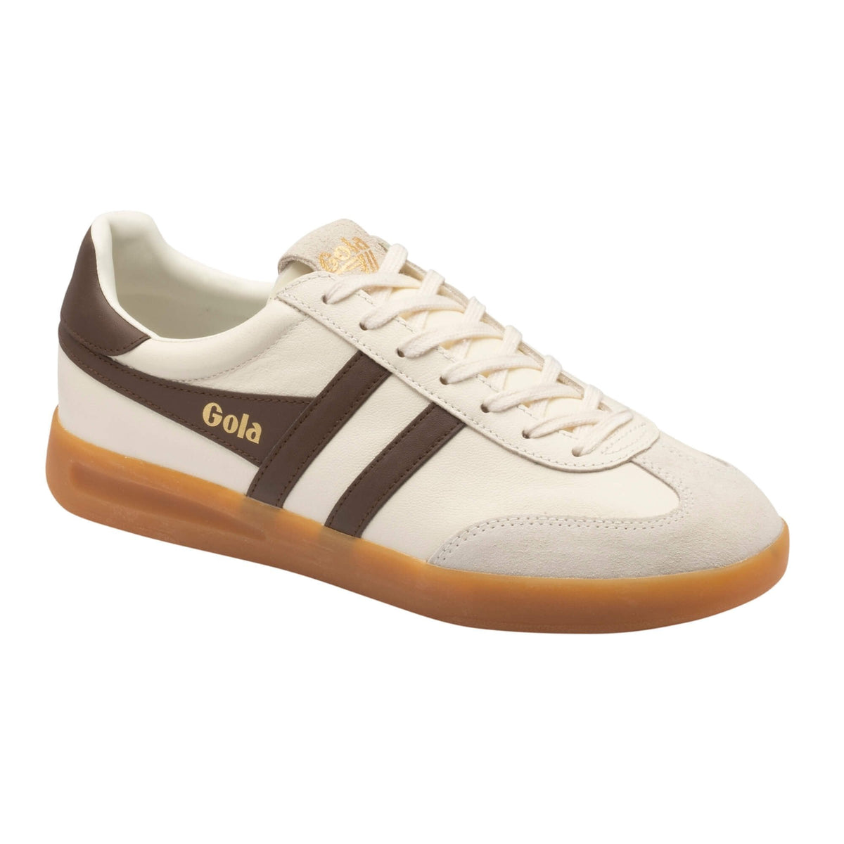 Gola Classics Men's Cyclone Leather Sneakers- Off White/ Root/ Gum