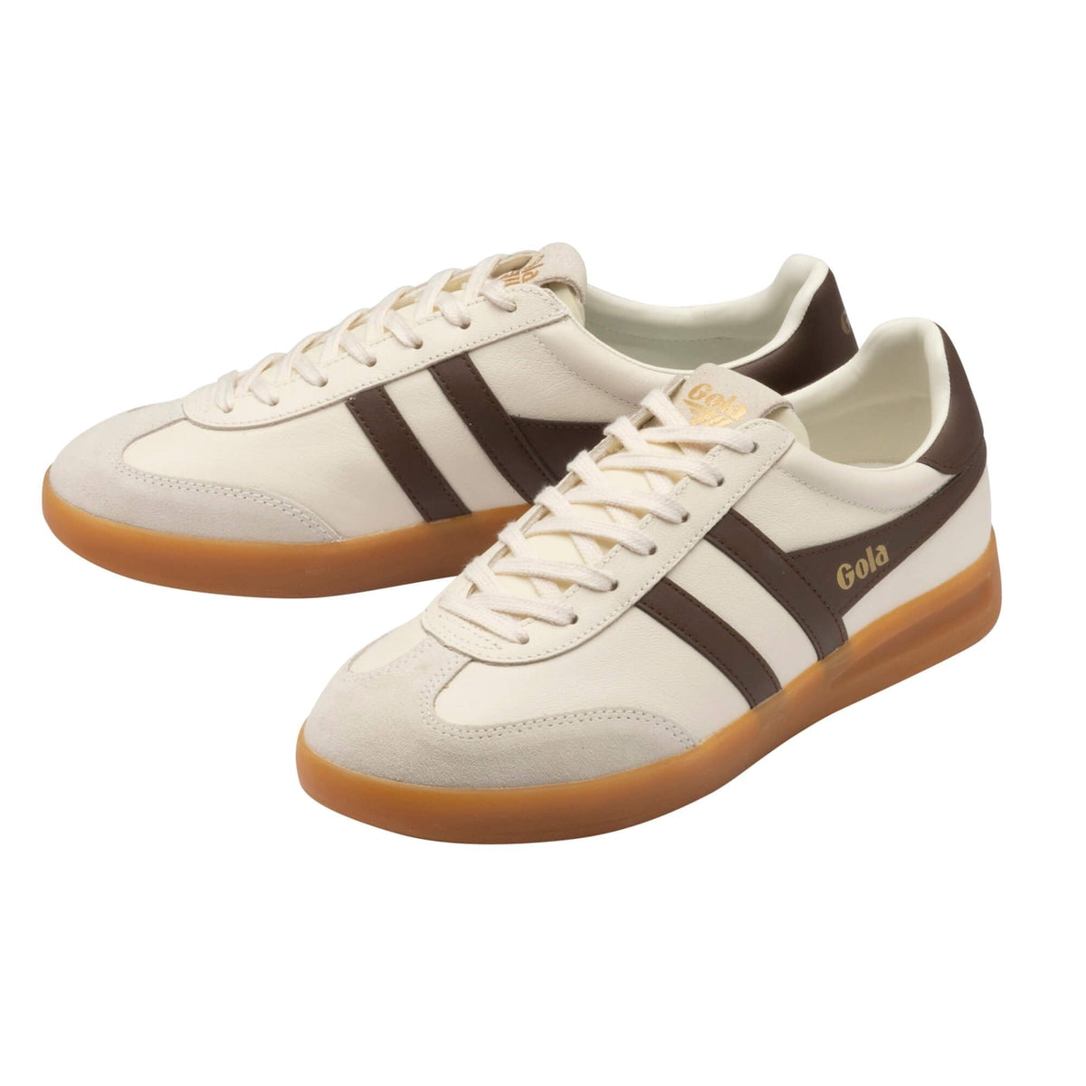 Gola Classics Men's Cyclone Leather Sneakers- Off White/ Root/ Gum