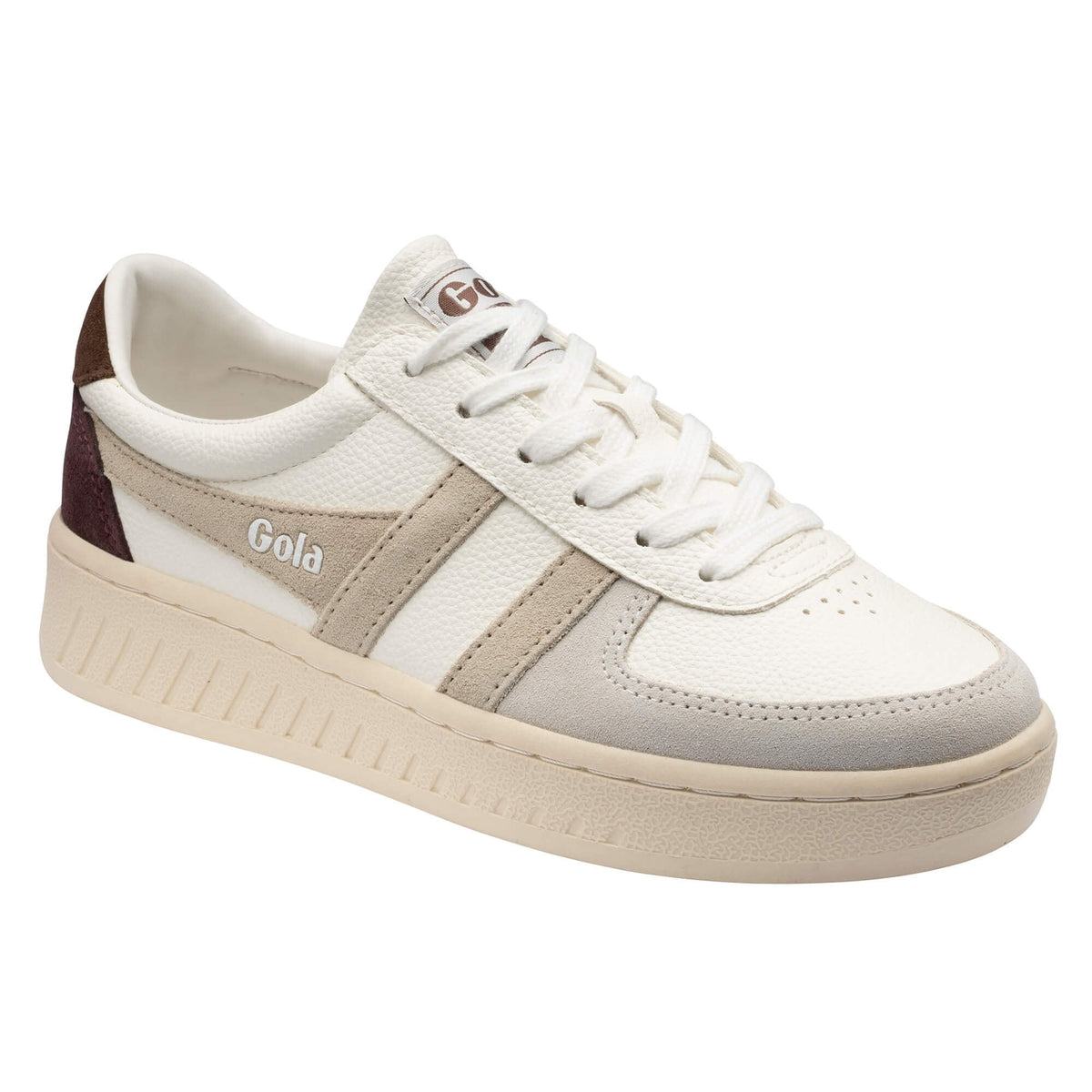 Gola Classics Women's Grandslam Trident Sneakers- White/ Wheat/ Dark Brown
