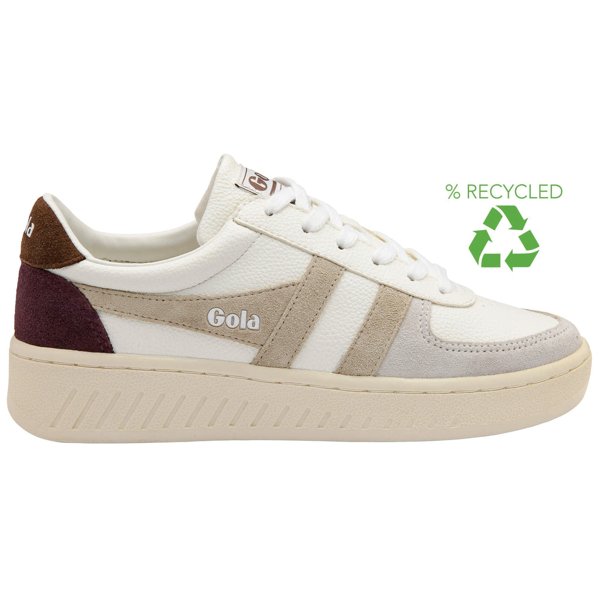 Gola Classics Women's Grandslam Trident Sneakers- White/ Wheat/ Dark Brown