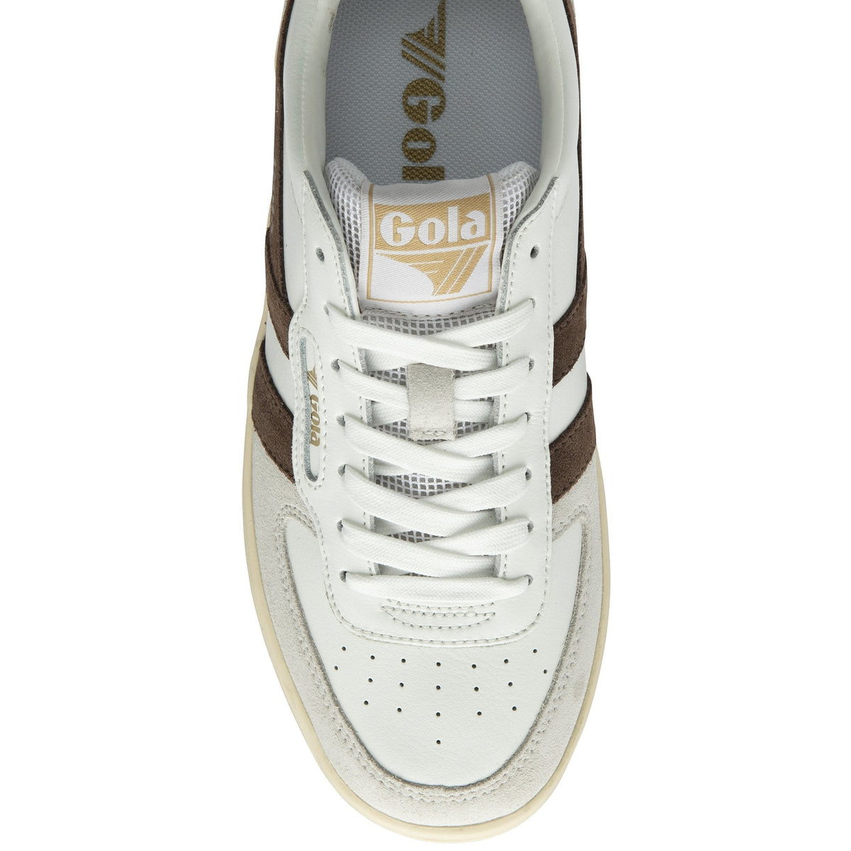 Gola Classics Women&#39;s Hawk Sneakers - White/ Dark Brown/ Gold