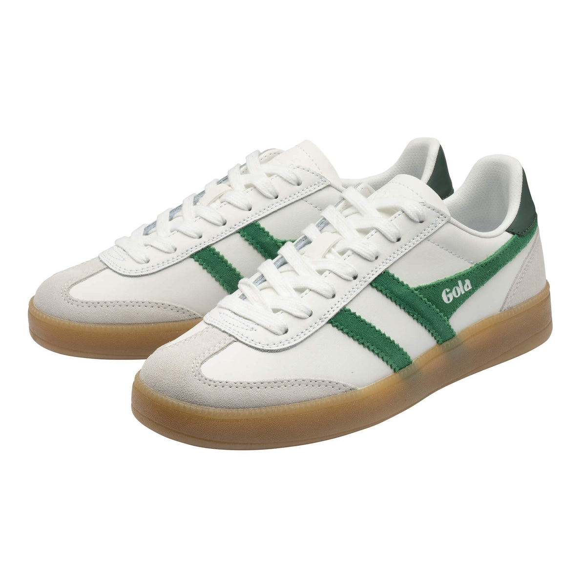 Gola Classics Women's Viper Leather Trainer- White/ Emerald/ Evergreen/Gum