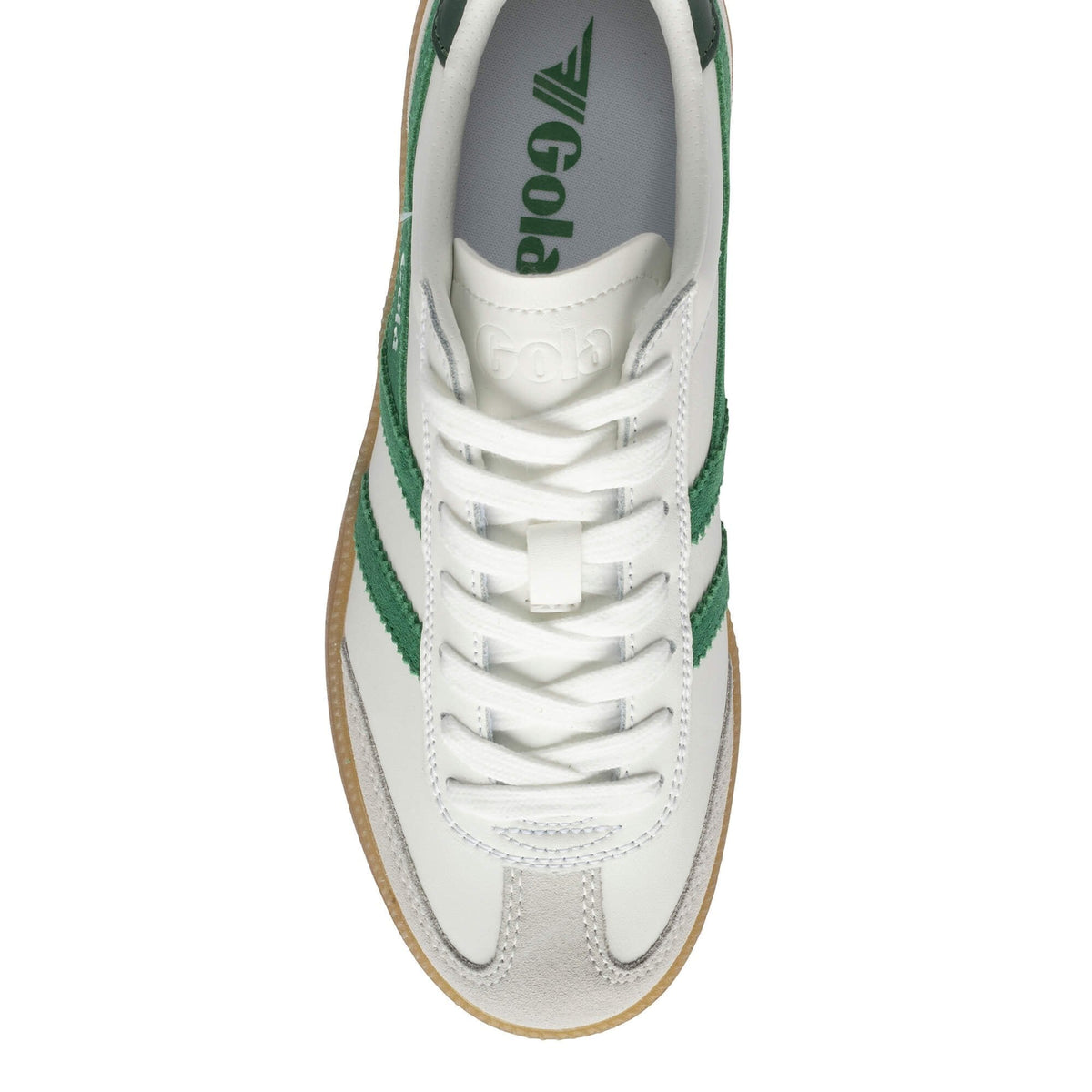 Gola Classics Women's Viper Leather Trainer- White/ Emerald/ Evergreen/Gum
