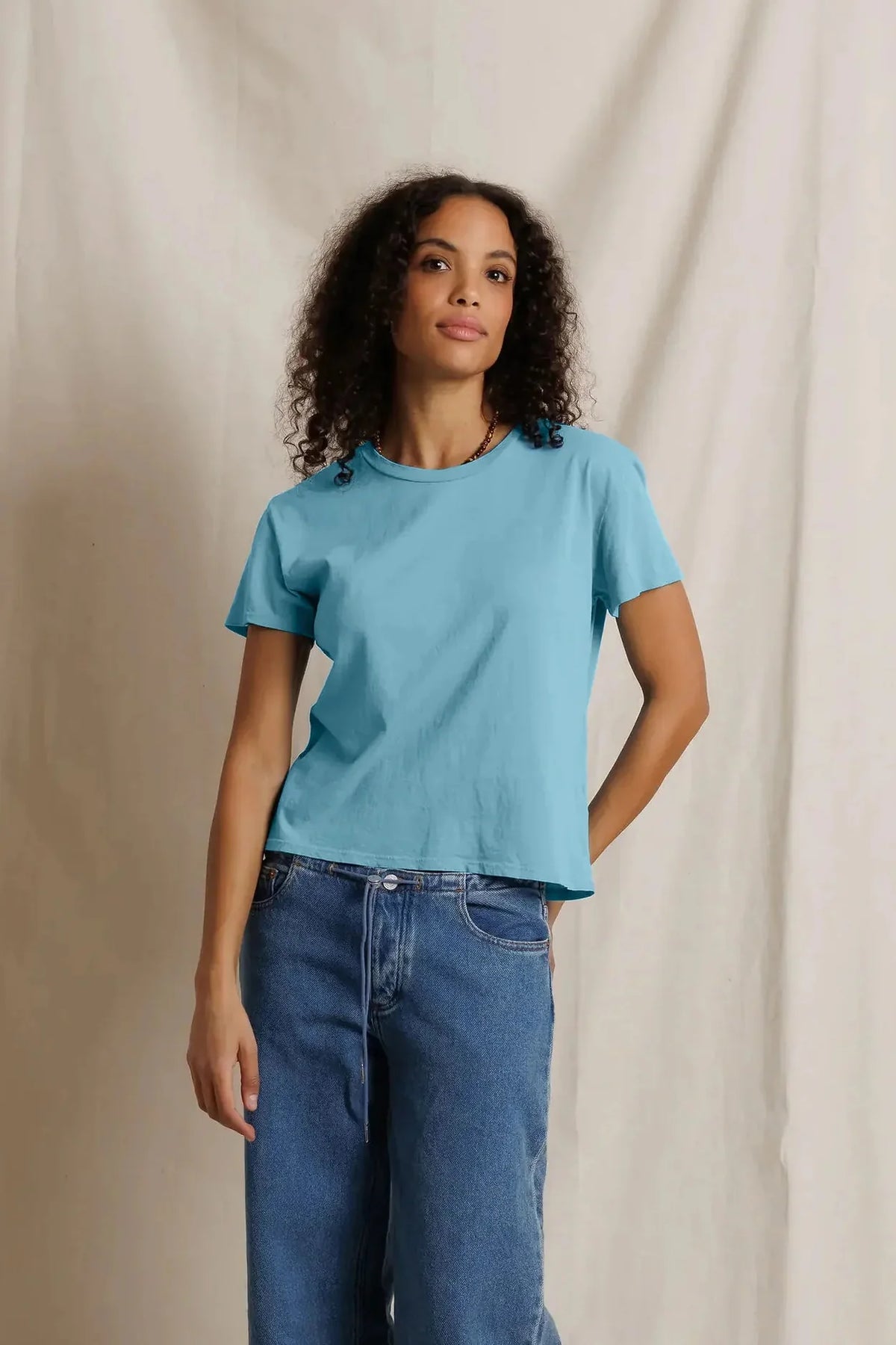 Perfect White Tee Lisa Tee - Milky Blue