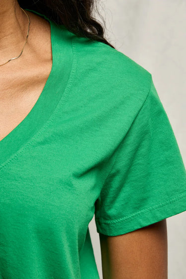 Perfect White Tee Hendrix Cotton Boxy V-Neck Tee - Grass