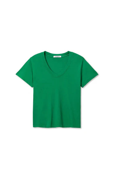 Perfect White Tee Hendrix Cotton Boxy V-Neck Tee - Grass