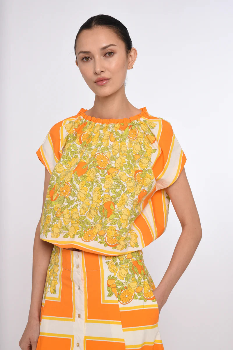 Love the Label Cammie Top- Orange Blossom Print