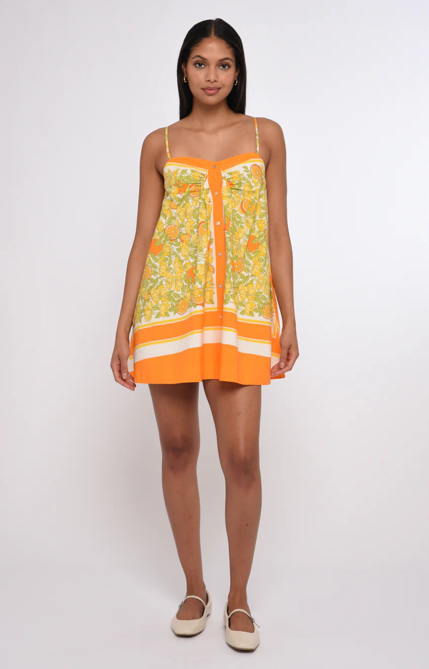 Love The Label Nova Mini Dress- Orange Blossom Print