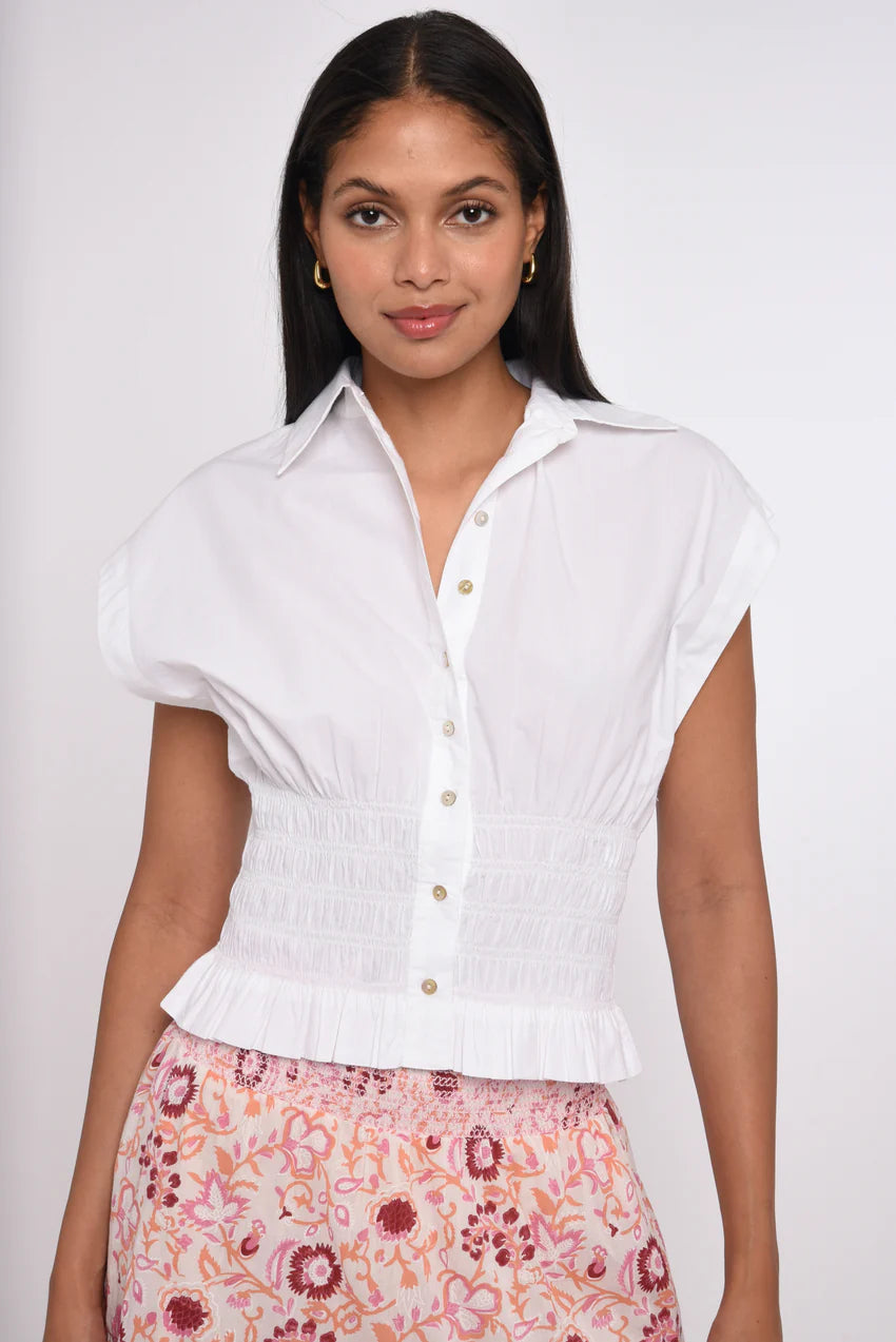 Love the Label Rolo Sleeveless Top- Bright White