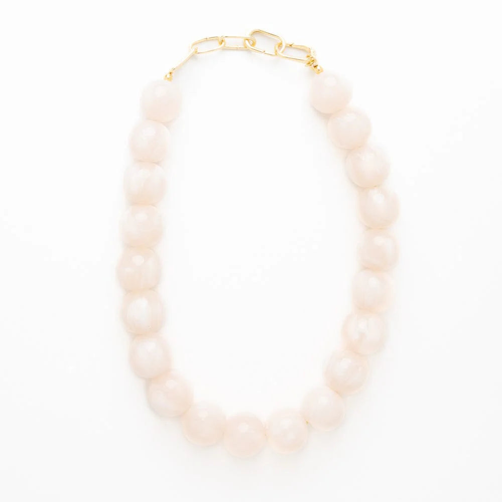 INK+ALLOY Iris Bead Necklace - Milky White