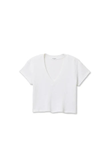 Perfect White Tee Jada Waffle Boxy V-Neck Tee - White