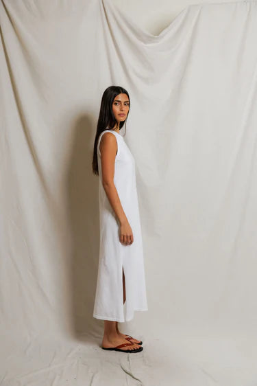 Perfect White Tee Lanell - Supima Cotton Sleeveless Dress - White