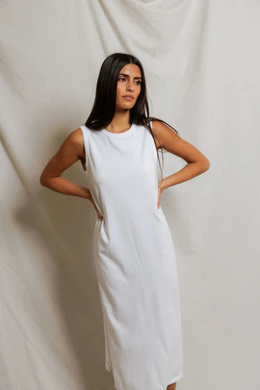 Perfect White Tee Lanell - Supima Cotton Sleeveless Dress - White