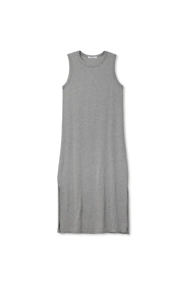 Perfect White Tee Lanell- Supima striped tank dress- Heather Grey
