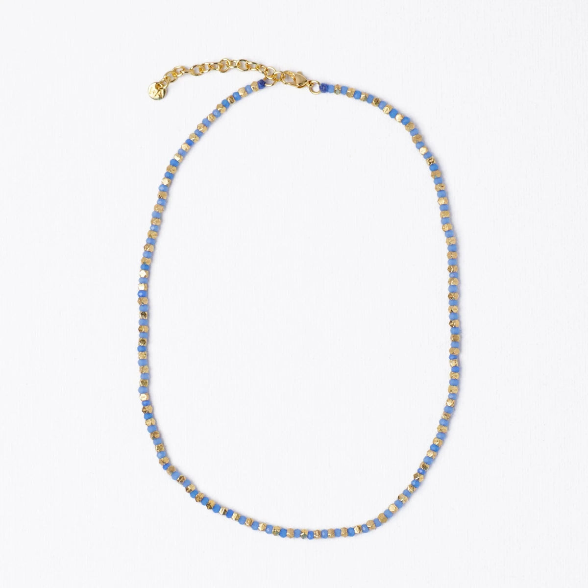 INK+ALLOY Maren Crystal Necklace - Brass and Blue