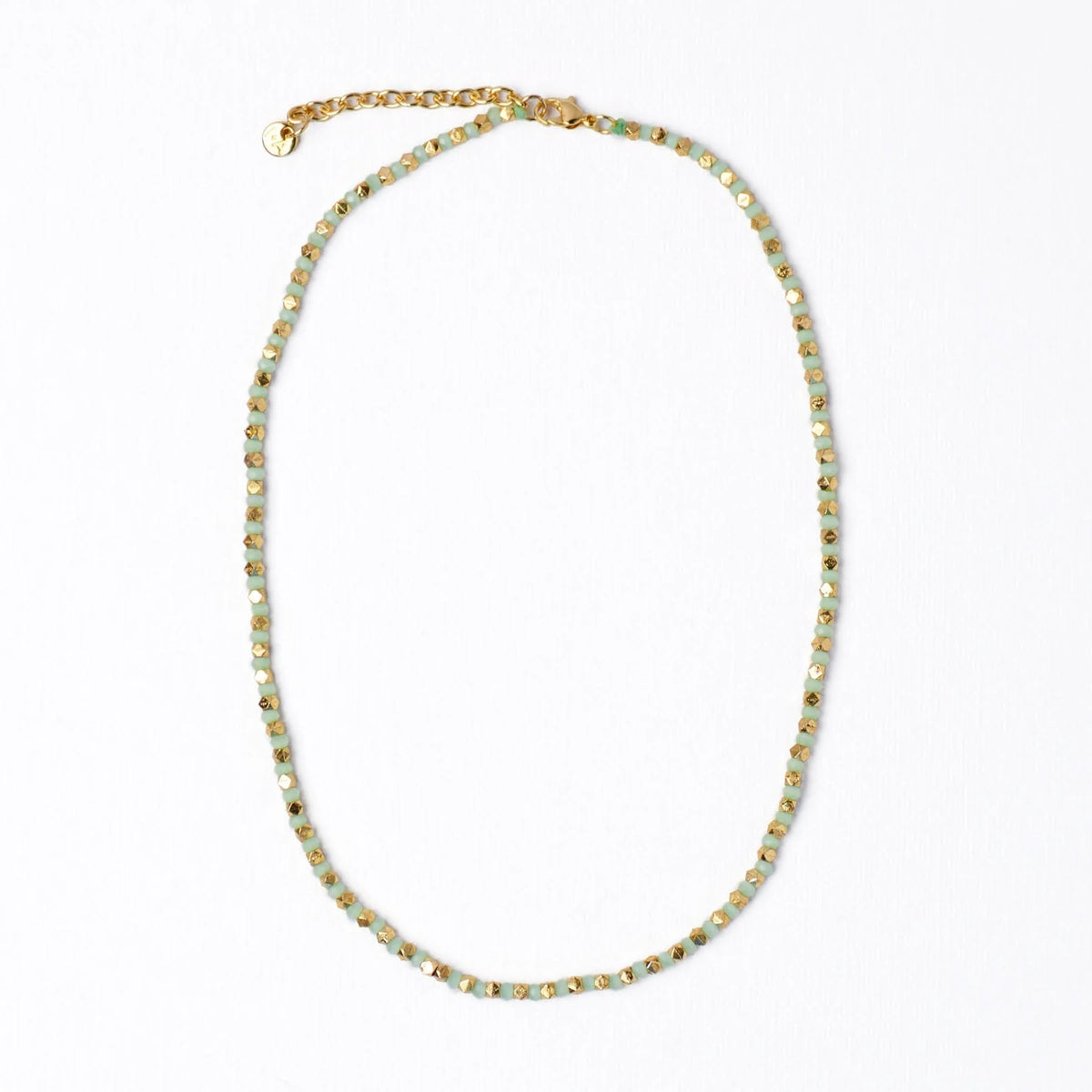 INK+ALLOY Maren Crystal Necklace - Mint and Gold
