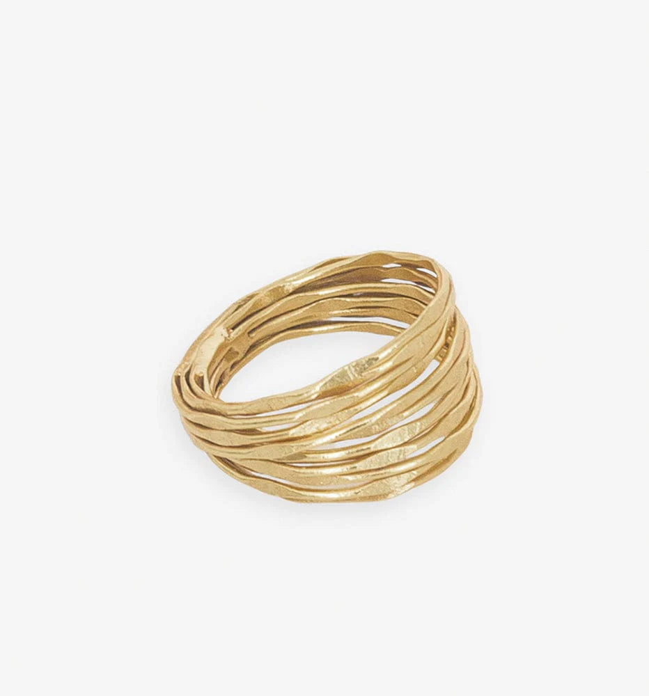 INK+ALLOY Morgan Brass Multi-Layer Organic Textured Ring 18k
