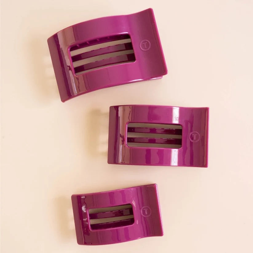 Teleties Flat Rectangle Clip - Mulberry