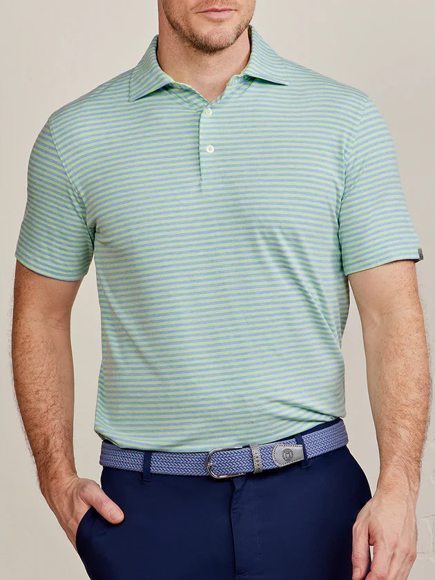 Tasc Cloud Polo Air Stripe- Kiwi Heather/ Polar Heather