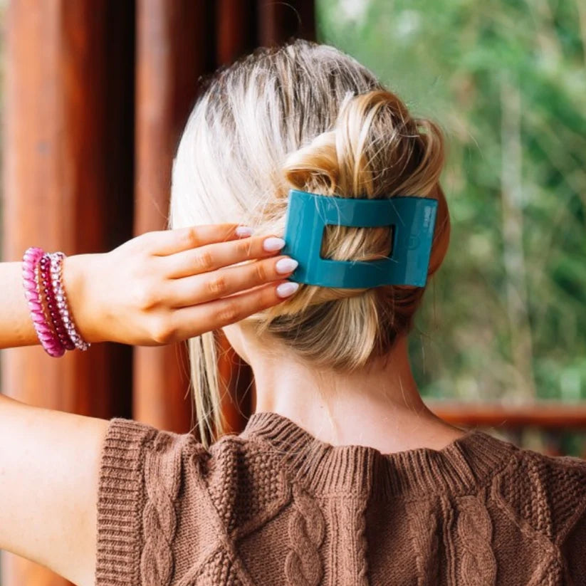 Teleties Flat Rectangle Clip - Teal With It