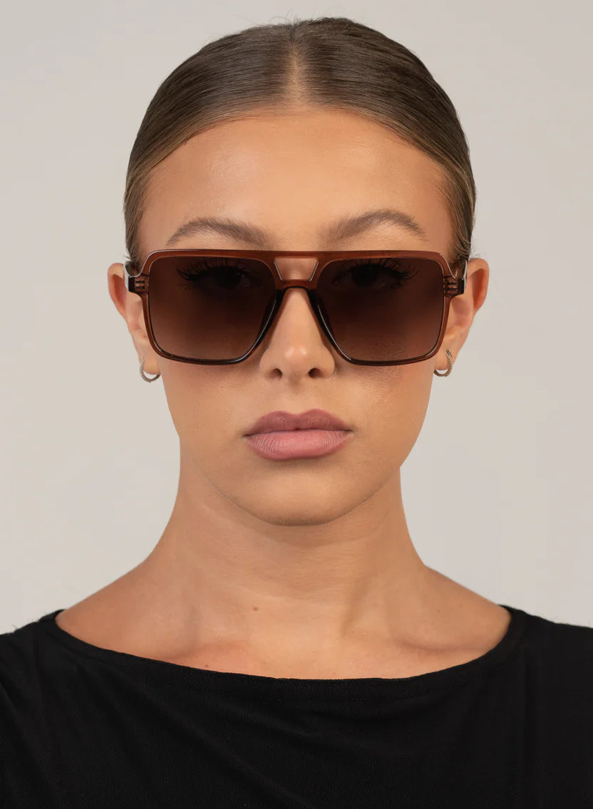 Otra Eyewear Zoya Sunglasses- Transparent Maple/ Brown Fade