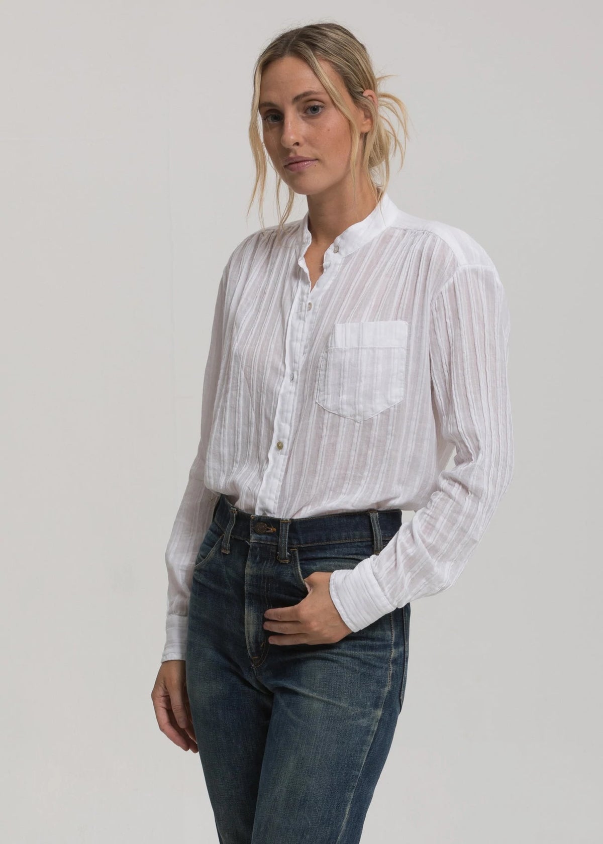 Cali Dreaming Striped Cotton Ace Shirt - Pure White